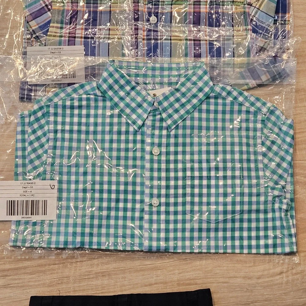 Spring Outfits Boys Size 4 Lot of 5 Button Down Shirts Plaid NEW Pants‎ Shorts